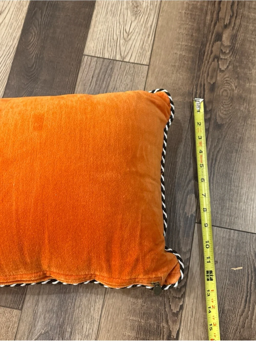 Mackenzie Child-Orange Velvet Decorative Pillow with Beaded Turkey